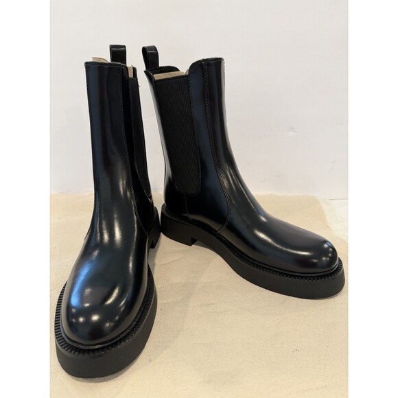 ZARA Women Chunky Sole Black Faux Leather Chelsea Ankle Boots US 8 EUR 39 - Picture 7 of 13